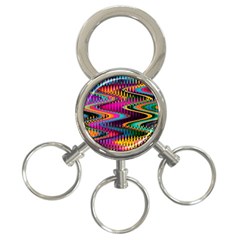 Multicolored Wave Distortion Zigzag Chevrons 3-ring Key Chains by EDDArt