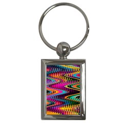 Multicolored Wave Distortion Zigzag Chevrons Key Chains (rectangle)  by EDDArt