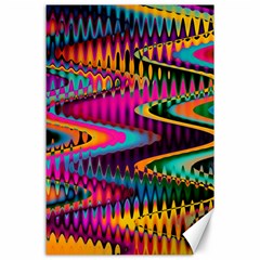 Multicolored Wave Distortion Zigzag Chevrons Canvas 24  X 36 