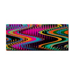 Multicolored Wave Distortion Zigzag Chevrons Hand Towel by EDDArt