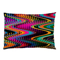 Multicolored Wave Distortion Zigzag Chevrons Pillow Case by EDDArt