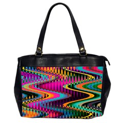 Multicolored Wave Distortion Zigzag Chevrons Office Handbags (2 Sides) 