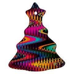 Multicolored Wave Distortion Zigzag Chevrons Ornament (christmas Tree)  by EDDArt