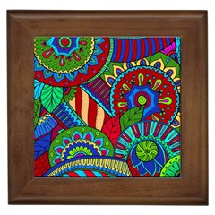 Pop Art Paisley Flowers Ornaments Multicolored 2 Framed Tiles by EDDArt