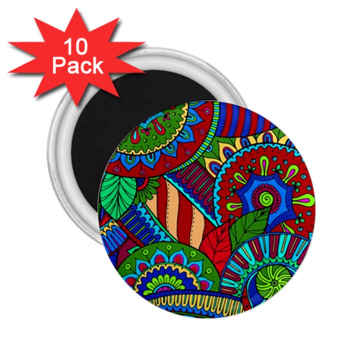 Pop Art Paisley Flowers Ornaments Multicolored 2 2.25  Magnets (10 pack) 