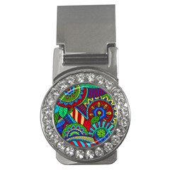 Pop Art Paisley Flowers Ornaments Multicolored 2 Money Clips (cz)  by EDDArt