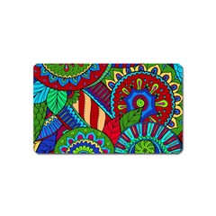 Pop Art Paisley Flowers Ornaments Multicolored 2 Magnet (name Card) by EDDArt