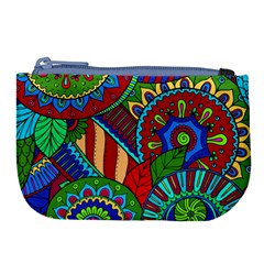 Pop Art Paisley Flowers Ornaments Multicolored 2 Large Coin Purse by EDDArt