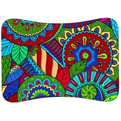 Pop Art Paisley Flowers Ornaments Multicolored 2 Velour Seat Head Rest Cushion by EDDArt