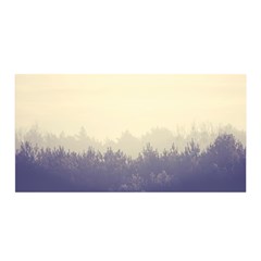 Cloudy Foggy Forest with pine trees Satin Wrap