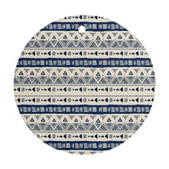 Native American Ornaments Watercolor Pattern Blue Ornament (round) by EDDArt