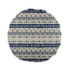 Native American Ornaments Watercolor Pattern Blue Standard 15  Premium Round Cushions