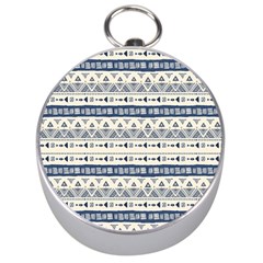Native American Ornaments Watercolor Pattern Blue Silver Compasses by EDDArt