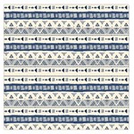 Native American Ornaments Watercolor Pattern Blue Large Satin Scarf (Square) Front