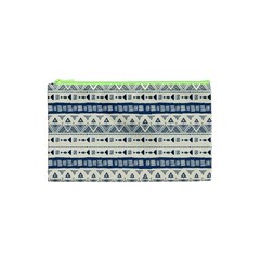 Native American Ornaments Watercolor Pattern Blue Cosmetic Bag (xs) by EDDArt