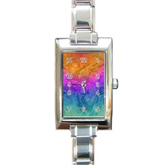 Fractal Batik Art Hippie Rainboe Colors 1 Rectangle Italian Charm Watch by EDDArt