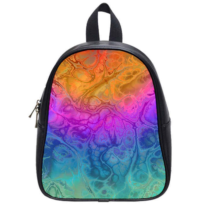 Fractal Batik Art Hippie Rainboe Colors 1 School Bag (Small)