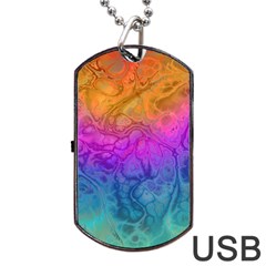 Fractal Batik Art Hippie Rainboe Colors 1 Dog Tag Usb Flash (two Sides) by EDDArt