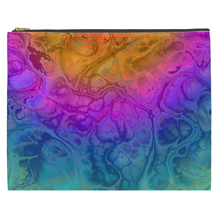 Fractal Batik Art Hippie Rainboe Colors 1 Cosmetic Bag (XXXL)