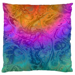 Fractal Batik Art Hippie Rainboe Colors 1 Large Flano Cushion Case (one Side) by EDDArt