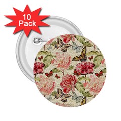 Watercolor Vintage Flowers Butterflies Lace 1 2 25  Buttons (10 Pack)  by EDDArt