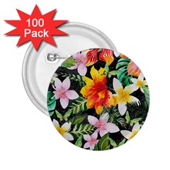 Tropical Flowers Butterflies 1 2 25  Buttons (100 Pack)  by EDDArt