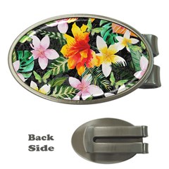 Tropical Flowers Butterflies 1 Money Clips (oval)  by EDDArt