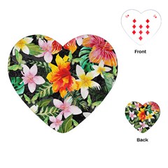 Tropical Flowers Butterflies 1 Playing Cards (heart)  by EDDArt