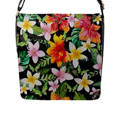 Tropical Flowers Butterflies 1 Flap Messenger Bag (l)  by EDDArt