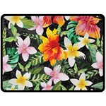 Tropical Flowers Butterflies 1 Double Sided Fleece Blanket (Large)  80 x60  Blanket Back