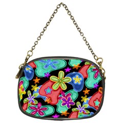 Colorful Retro Flowers Fractalius Pattern 1 Chain Purses (one Side)  by EDDArt