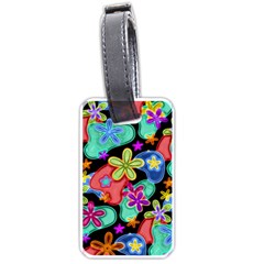 Colorful Retro Flowers Fractalius Pattern 1 Luggage Tags (one Side)  by EDDArt