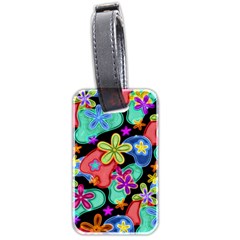 Colorful Retro Flowers Fractalius Pattern 1 Luggage Tags (two Sides) by EDDArt