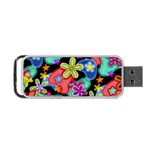 Colorful Retro Flowers Fractalius Pattern 1 Portable USB Flash (Two Sides) Front