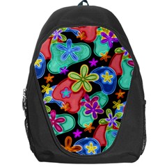 Colorful Retro Flowers Fractalius Pattern 1 Backpack Bag by EDDArt