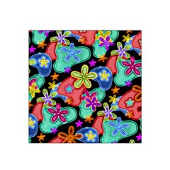 Colorful Retro Flowers Fractalius Pattern 1 Satin Bandana Scarf by EDDArt
