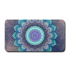 Folk Art Lotus Mandala Blue Turquoise Medium Bar Mats by EDDArt