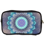 Folk Art Lotus Mandala Blue Turquoise Toiletries Bags Front