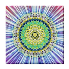 Power Mandala Sun Blue Green Yellow Lilac Tile Coasters by EDDArt