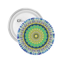 Power Mandala Sun Blue Green Yellow Lilac 2 25  Buttons by EDDArt