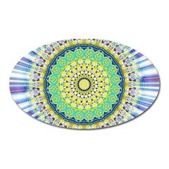 Power Mandala Sun Blue Green Yellow Lilac Oval Magnet by EDDArt