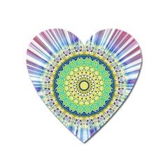 Power Mandala Sun Blue Green Yellow Lilac Heart Magnet by EDDArt