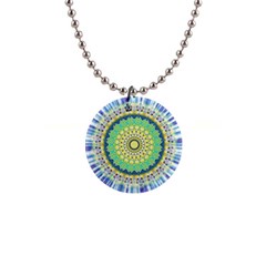 Power Mandala Sun Blue Green Yellow Lilac Button Necklaces by EDDArt