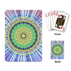 Power Mandala Sun Blue Green Yellow Lilac Playing Card by EDDArt