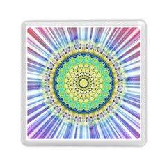 Power Mandala Sun Blue Green Yellow Lilac Memory Card Reader (square) by EDDArt