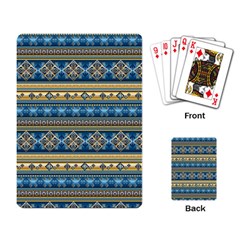 Vintage Border Wallpaper Pattern Blue Gold Playing Card by EDDArt