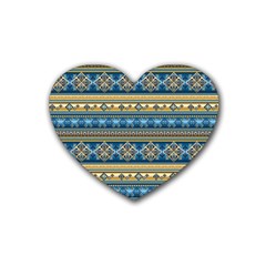 Vintage Border Wallpaper Pattern Blue Gold Heart Coaster (4 Pack)  by EDDArt