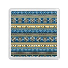 Vintage Border Wallpaper Pattern Blue Gold Memory Card Reader (square) by EDDArt