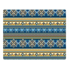 Vintage Border Wallpaper Pattern Blue Gold Double Sided Flano Blanket (large)  by EDDArt