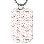 Watercolor Birds Magnolia Spring Pattern Dog Tag (One Side) Front
